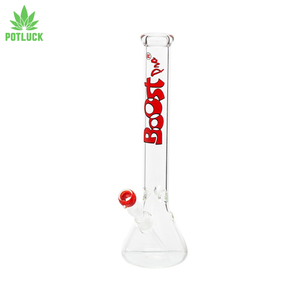 This Boost Beaker Glass Bong is an exquisite piece of glass art that will blow your mind! Boost pro in redo n the neck and a red bowl 