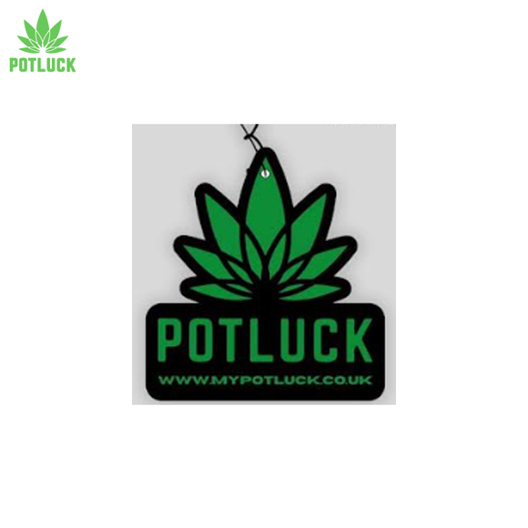 Potluck logo in green with the website tag underneath, choose either strawberry or honey and milk smell