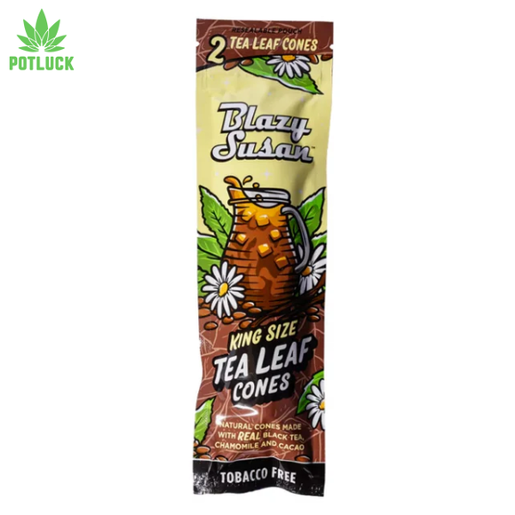 The Tea Leaf Blunt Cones combine black tea leaf, chamomile, and cacao for a slow-burning, tobacco-free, and vegan smoking experience.