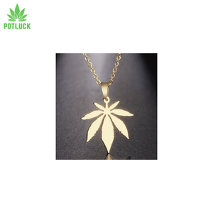 Gold Necklace with Marijuana leaf