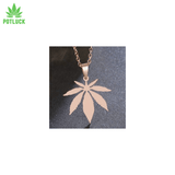 Rose Gold or Bronze Necklace with Marijuana leaf