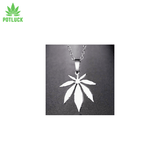 SIlver Necklace with Marijuana leaf
